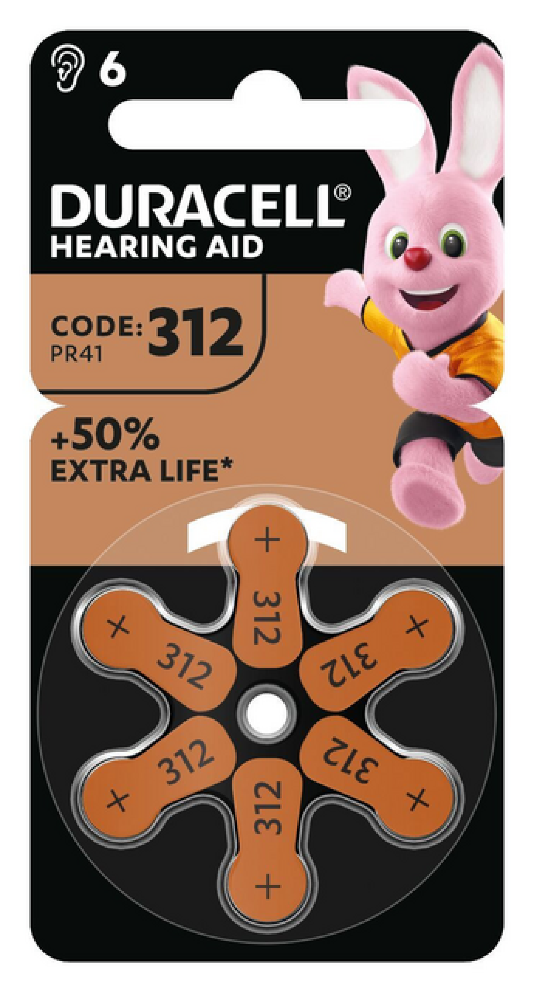 Duracell DA312 Hearing Aid Battery Pack of 6